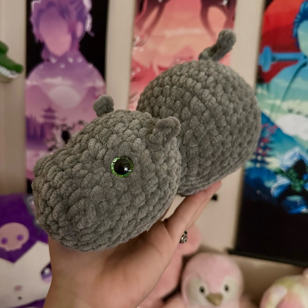 Handmade crochet hippopotamus plush